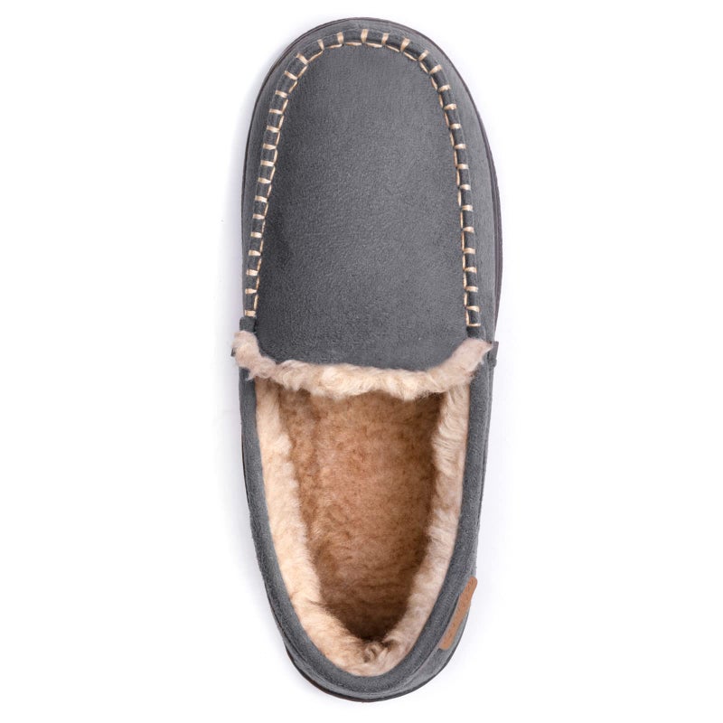 Zigzagger Men's Moccasin Slippers Memory Foam House Shoes, Indoor and Outdoor Warm Loafer Slippers, Grey, 10 M US - Image 4